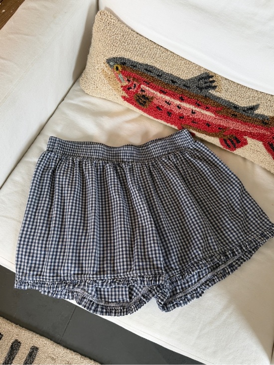 Sonderhaus Pants - Sonderhaus Ruffle Boxer Shorts - Blue Plaid